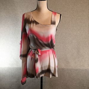 Arden B Pink & Gray Tie Dye Blouse